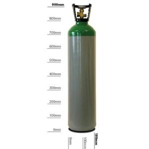 Tall gas cylinder with measurement markings