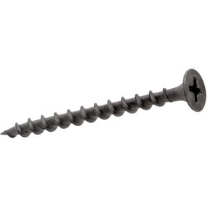 Close-up of a black metal screw.