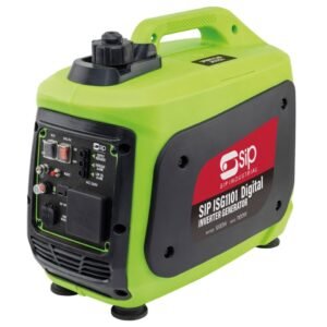 Compact green digital inverter generator for portable power.