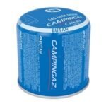 Campingaz butane gas canister for camping use.