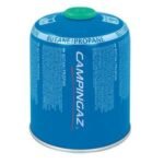 Blue camping gas canister for butane/propane.