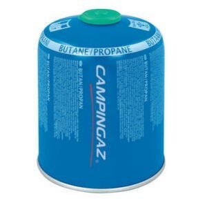 Blue camping gas canister for butane/propane.
