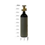 Tall gas cylinder with measurement markings.