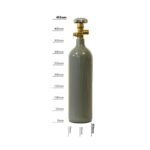 Industrial gas cylinder with measurement markings