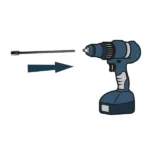 Battery-powered drill with attachment tool