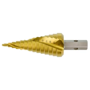 Gold step drill bit with measurement markings