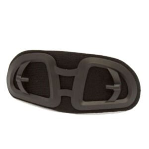 Black strap with adjustable plastic connectors.