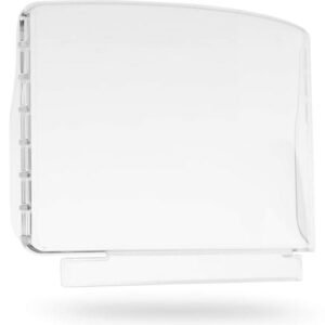 Transparent plastic display stand for presentations or products.