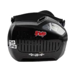 Black powered air purifying respirator with graphics.