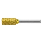 Gold-coated rotary file with metal shank.