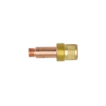 Brass and copper threaded pipe fitting.
