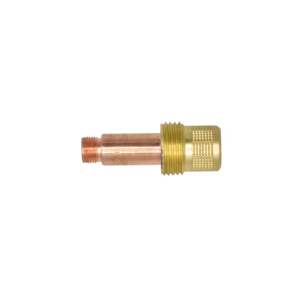 Brass and copper threaded pipe fitting.