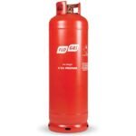 Red propane gas cylinder, 47 kg capacity.