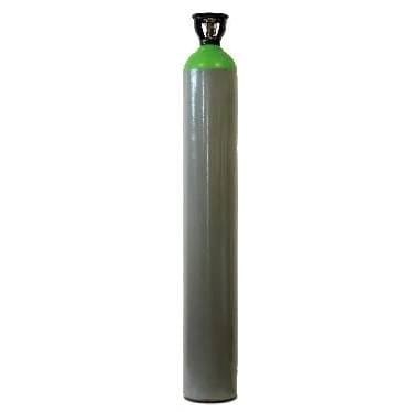Vertical gas cylinder with green top