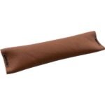 Brown leather object, smooth texture.