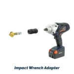 Cordless impact wrench with attachments for versatility.