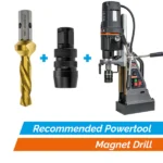Magnet drill with accessories for effective use.