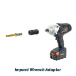 Cordless impact wrench with accessories and drill bit.