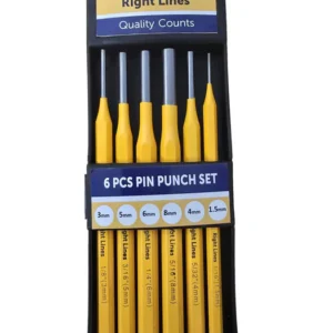 Set of six pin punches with yellow handles