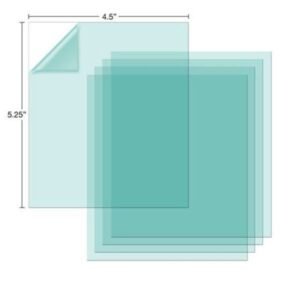 Stack of transparent sheets with measurements displayed.