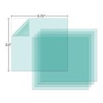 Stack of transparent colored sheets with dimensions