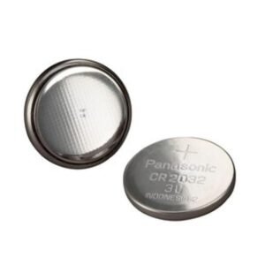 Panasonic CR2032 lithium battery on white background