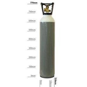 Gray gas cylinder with measurement indicators