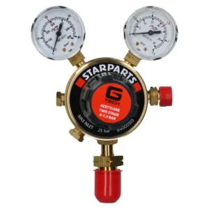 Acetylene two-stage pressure regulator with gauges