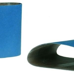 Two blue sanding sleeves for woodworking and finishing.