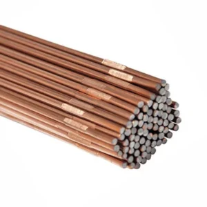 Copper welding rods stacked together