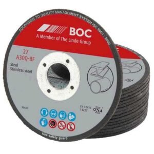 BOC steel cutting discs stacked together.