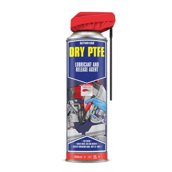 Dry PTFE lubricant and release agent spray can
