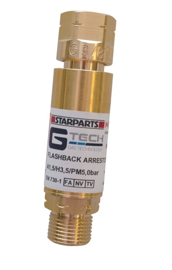Brass flashback arrestor for gas safety applications.
