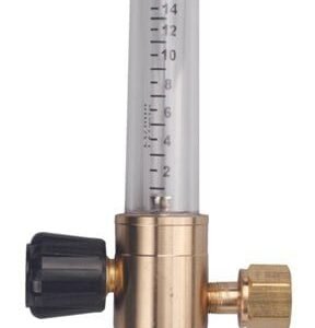 Brass gas flow meter with transparent tube