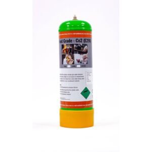 Food grade CO2 cylinder with safety instructions.