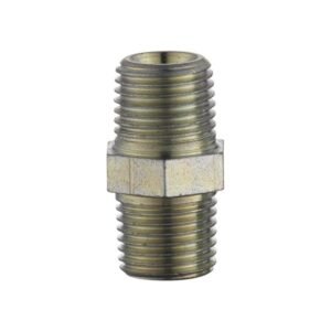 Metal pipe connector with threaded ends