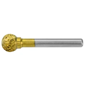 Metal tool with a decorative golden ball tip.