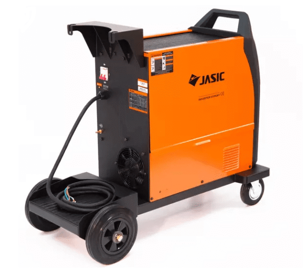 JASIC welding machine with wheels and power cord.