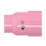 Close-up of a pink object with label P12