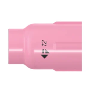 Close-up of a pink object with label P12