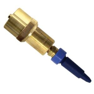 Brass fitting with blue connector tip