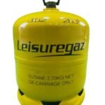 Yellow butane gas cylinder from Leisuregaz
