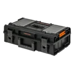 Sturdy black toolbox with removable compartments