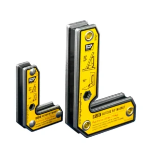 Two magnetic square tools for precise angles.