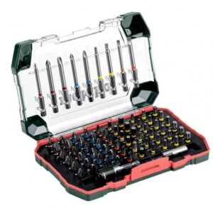 Tool kit with multiple screwdriver bits in case.