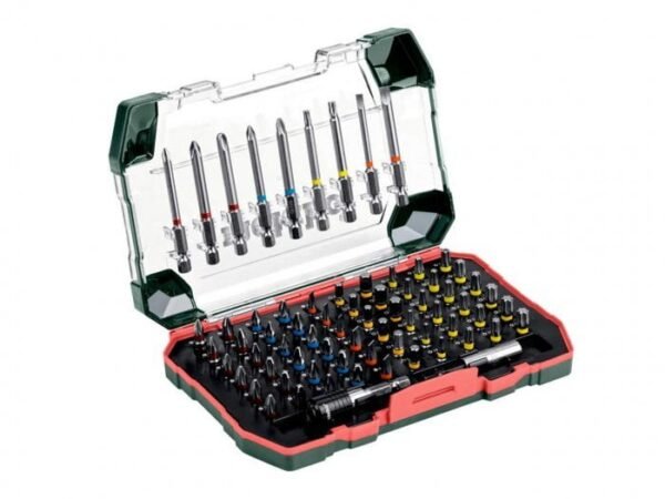 Tool kit with multiple screwdriver bits in case.