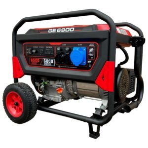GE 6900 portable generator with wheels and controls