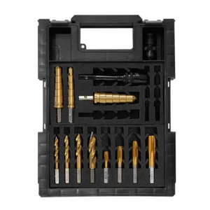 Complete set of gold drill and tap tools.
