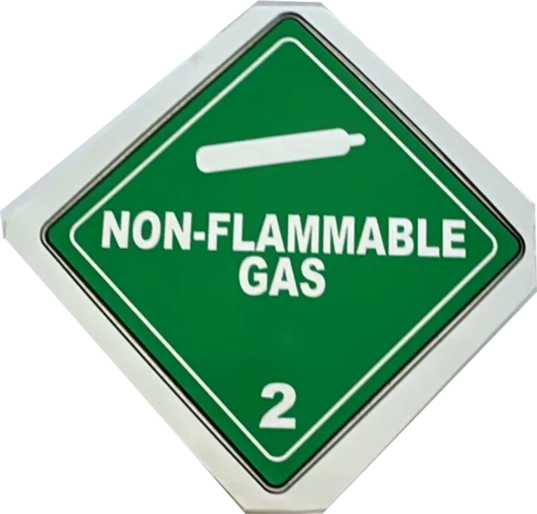 Sign indicating non-flammable gas hazard level