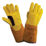 Yellow protective gloves for safety and utility work.